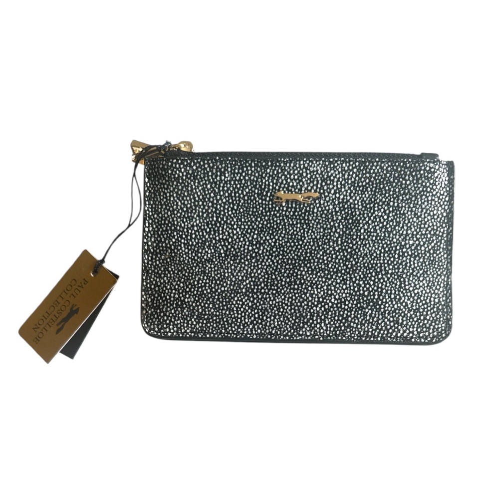 2X HP. PAUL COSTELLOE Genuine Leather Double Top Zipper Wristlet